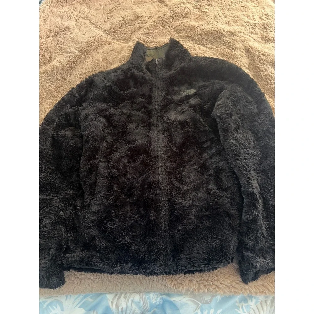 The North Face Mossbud Reversible Jacket Olive Green Fleece Womens Small